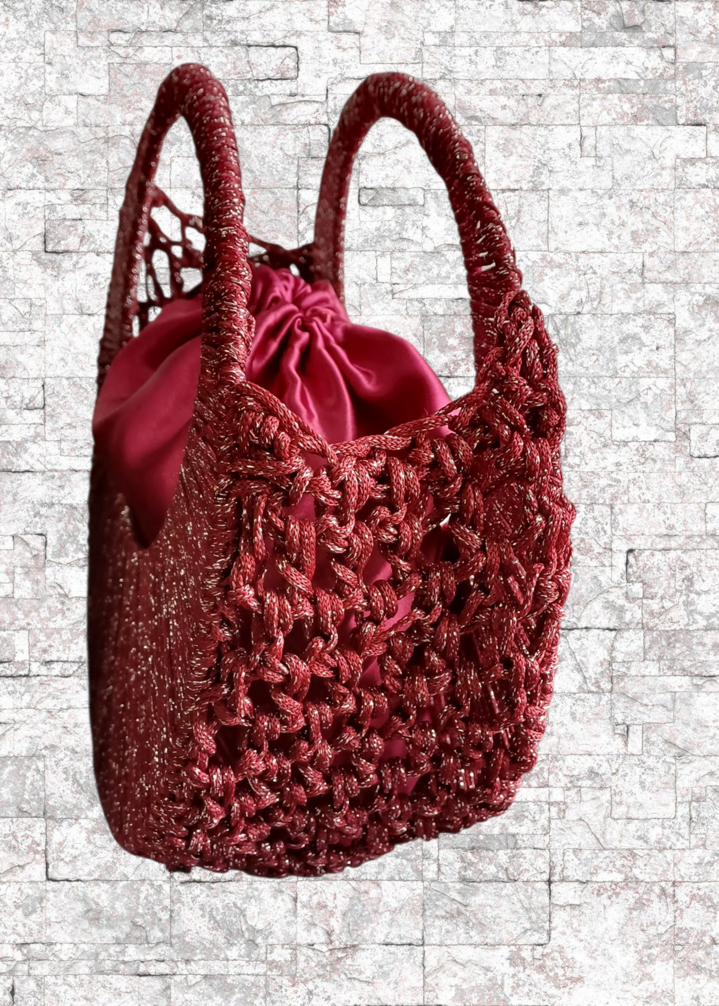 Crochet bag with resin flowers earings