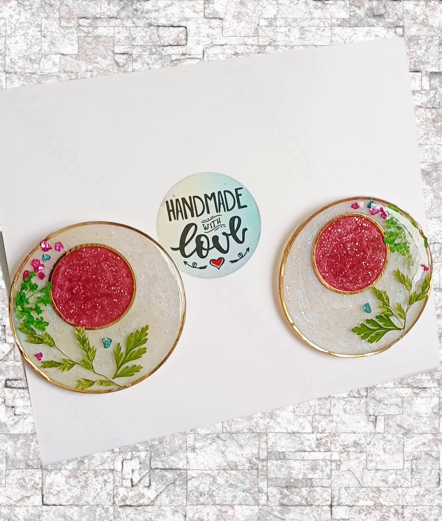 Crochet bag with resin flowers earings